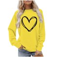 thumbnail image 1 of BLVB Chandail à Col Rond pour Femmes, Imprimé de Cœur, Manches Longues, Mignon, Coupe Ample, Léger, Hauts d'Automne, Cadeaux de la Saint-Valentin, 1 of 5