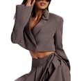 thumbnail image 6 of Blotona Women's Black Cropped Blazer Long Sleeve Open Front Crop Cardigans Coat Business Work Office Blazers Suit Jackets, 6 of 9