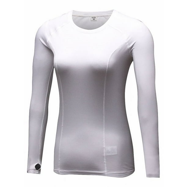 Women's Dry Fit Athletic Thermal Compression Long Sleeve T Shirt