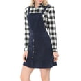 thumbnail image 5 of INSPIRE CHIC Women's Straps A-Line Corduroy Mini Pinafore Overalls Skirt M Blue, 5 of 8