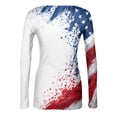thumbnail image 5 of Women's Casual Fashion Round Neck Independence Day Print Long Sleeve Ribbed Top White M, 5 of 6