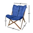thumbnail image 5 of Zenithen Indoor Wood Butterfly Folding Accent Chair For Dorms, Bedrooms, and Living Rooms, Royal Blue, 5 of 8