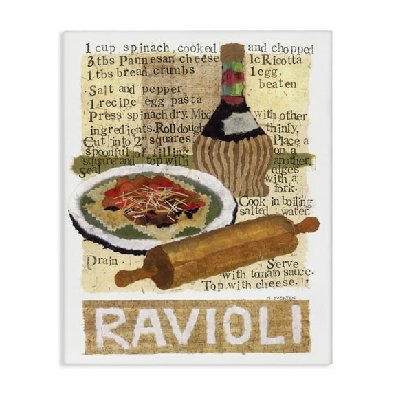 Stupell Industries Vintage Ravioli Recipe Food & Beverage Painting Gallery Wrapped Canvas Art Print Wall Art, 16 x 20