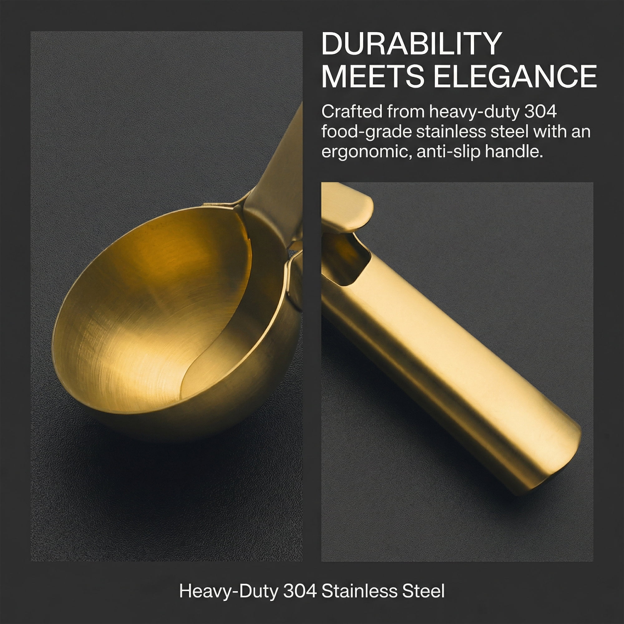 Unique Bargains Stainless Steel Pop-out Scooper with Handle Gold