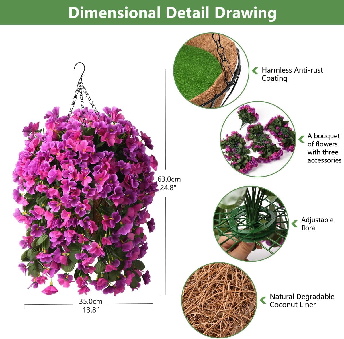 4 pots Artificial Fake Hanging Plants Flowers Basket for Spring Summer Outdoor Outside Decoration,Faux Silk Begonia Flower in Planter Look Real UV Resistant for Home Porch Patio Balcony Yard Decor