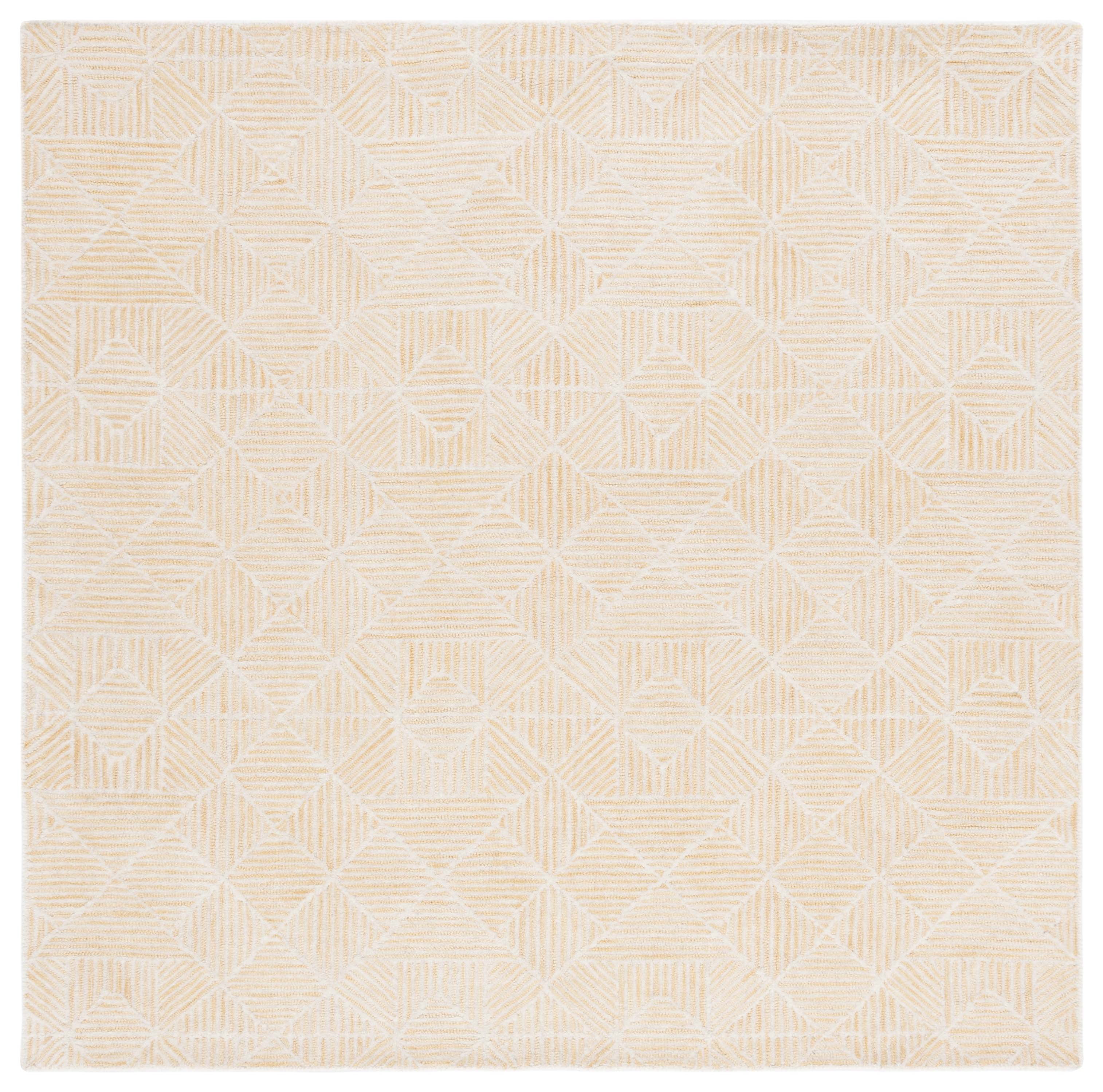 SAFAVIEH Abstract Brock Geometric Area Rug, Gold/Ivory, 6' x 6' Square