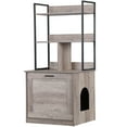 thumbnail image 5 of ZENY Litter Box Enclosure with Shelves, Wooden Cat Washroom Indoor, Cat House Cabinet Fit Most of Litter Box, Gray, 5 of 6