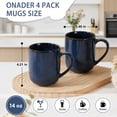thumbnail image 3 of Onader 14OZ Coffee Mugs Set of 4, Stoneware Tea Mug Set with Handle, Ceramic Cups for Latte/Cocoa/Cappuccino, Dishwasher & Microwave Safe - Starry Blue, 3 of 8