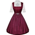 thumbnail image 2 of Women's Classic Bavarian Dirndl Set, Square Neck High Waist Flared Skirt Suspender Dress Matching 3/4 Sleeve Lace Trim Blouse Red XL(XL), 2 of 3
