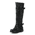 thumbnail image 4 of Mepaouo Women's Knee High Boots Round Toe Buckle Slouched Motor Riding Combat Boot with Side Zipper, 4 of 7