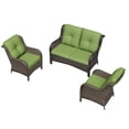 thumbnail image 5 of Meetleisure 3 Piece Wicker Patio Furniture Set, Rattan Chairs with Loveseat Sofa, High Back, Deep Seating, Wide Armrest, Thick Cushions for Deck Porch, Green, 5 of 9