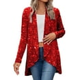 thumbnail image 2 of Sparkly Blazer Sequin Open Front Womens Long Sleeve Crop Jacket, 2 of 5