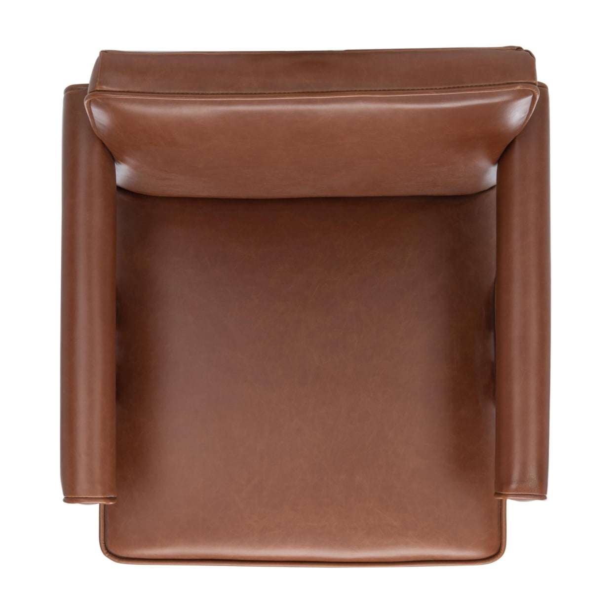 SAFAVIEH Suri Mid-Century Glam Arm Chair, Cognac Leather/Walnut