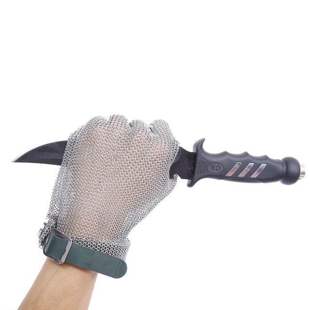 Gant de Sécurité en Acier Inoxydable Premium Résistant aux Coupures avec Sangle en Plastique Réglable - Doux, Confortable et Léger pour la Cuisine, la Transformation de la Viande, la Manipulation du Métal/verre, le Travail de Secours et la Sécurité