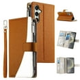 thumbnail image 1 of Funda cartera GANGXUN para Samsung Galaxy S25 FE , cuero PU con tarjetero, cremallera, correa de mano, soporte y protección 1340°, 1 of 6