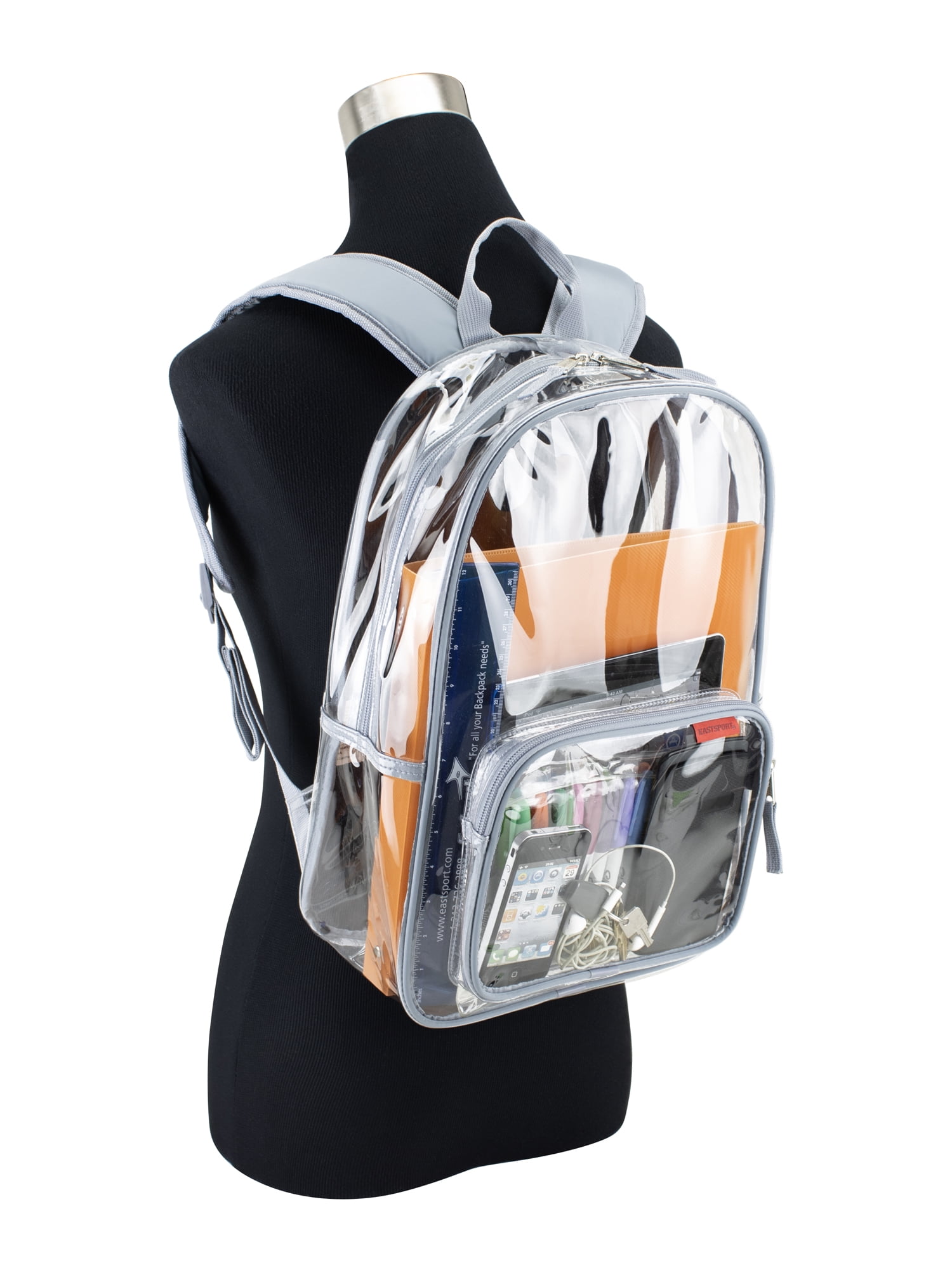 Eastsport Unisex 16" Success Clear Backpack, Cool Gray