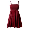 thumbnail image 5 of RMGVDSD Summer Dresses For Women Casual Dress Spaghetti Strap Sleeveless Smocked Mini Dress Solid Color Beach Vacation Flowy A-Line Sundress Comfort Stylish Dress, 5 of 6