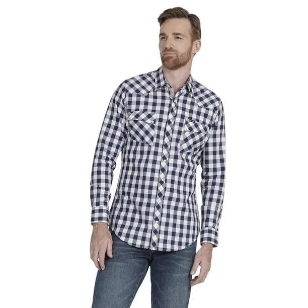 Camisa Vaquera Hombre Wrangler Slim Fit Manga Larga 966 azul marino G