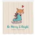 thumbnail image 3 of Ambesonne Christmas Shower Curtain, Fox in Ice Skate Boot, 69"Wx84"L, Beige Seafoam and Amber, 3 of 5