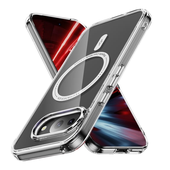 Dteck Magnetic Trasparent Case for Google Pixel 9A,Shockproof TPU PC Case Compatible with Mag Safe Anti Yellowing Clear Back Cover for Google Pixel 9A,Clear