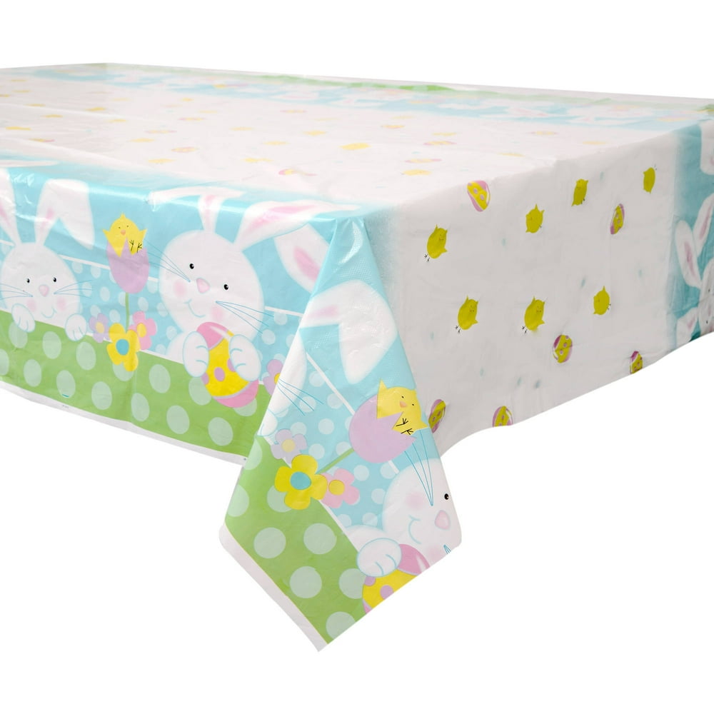 Plastic Spring Easter Bunny Table Cover, 84" x 54"