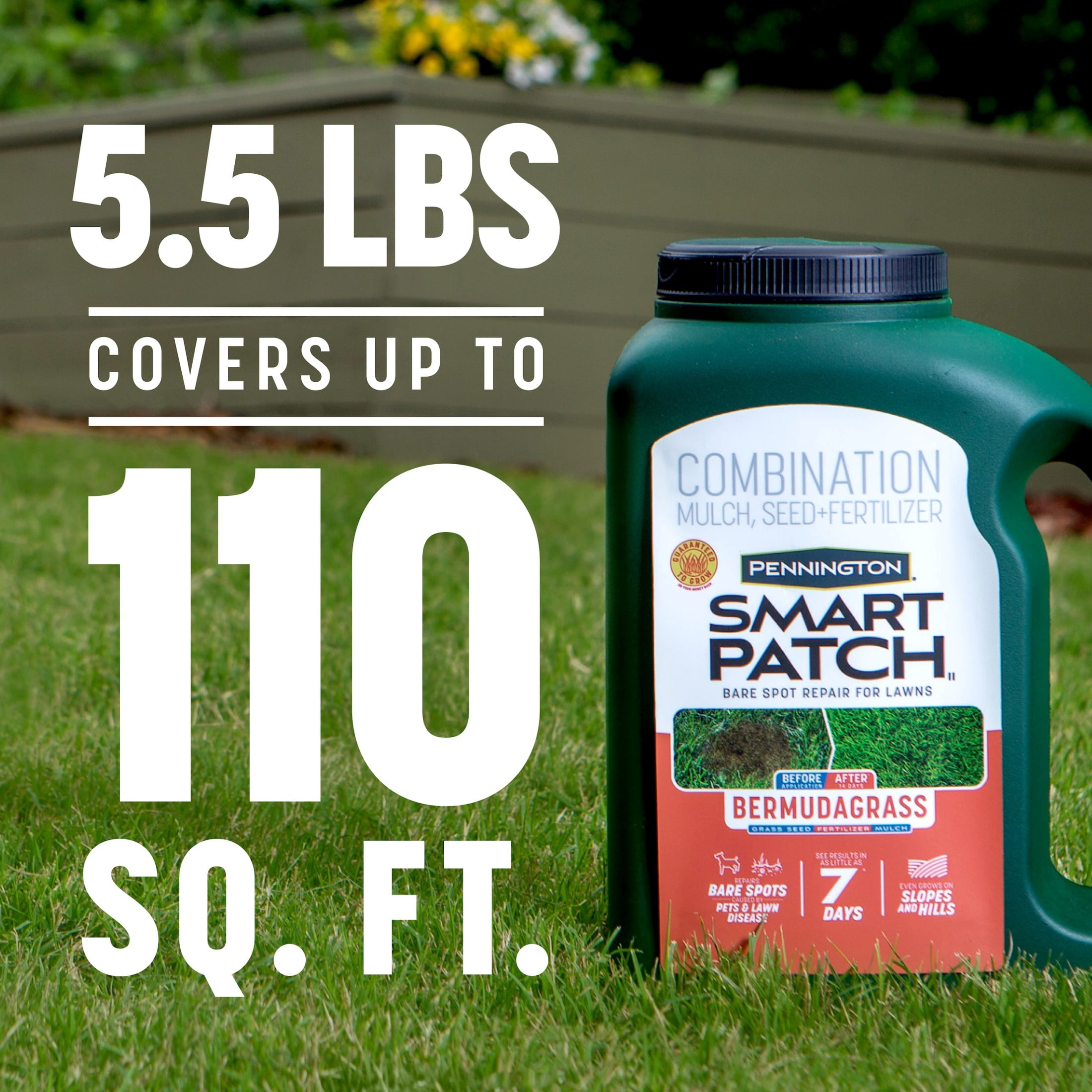 Pennington Smart Patch Bermuda Grass Seed Mix, Bermuda Grass Seeds for Lawn, for Full Sun Grasses, 5.5 lb.