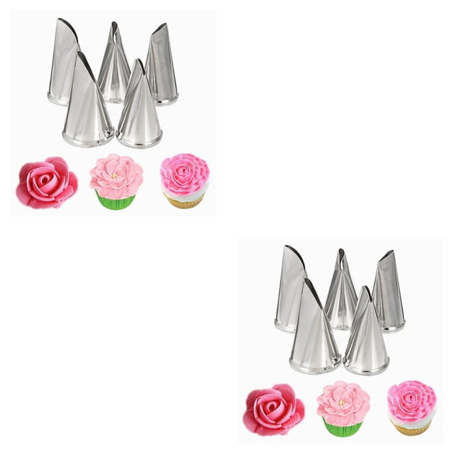 Matsuzay Pack of 5 Stainless Steel Piping Tip Decorative Portable Nozzle Cookies Cooking Biscuit Household Rose Reusable Cupcake 2Conjunto