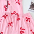 thumbnail image 6 of Women‘s Bow Print Loungewear Set | Satin Collared Top & Shorts Pajama Set | Short Sleeve Sleepwear for Home & Casual Outings(Pink,XL), 6 of 7
