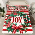 thumbnail image 2 of Feelyou Christmas Joy Bed Sheets, Xmas Poinsettia Flower King Sheets, Red White Geometric Sheet Set, Microfiber Bedroom Decor, 4pcs, 2 of 7