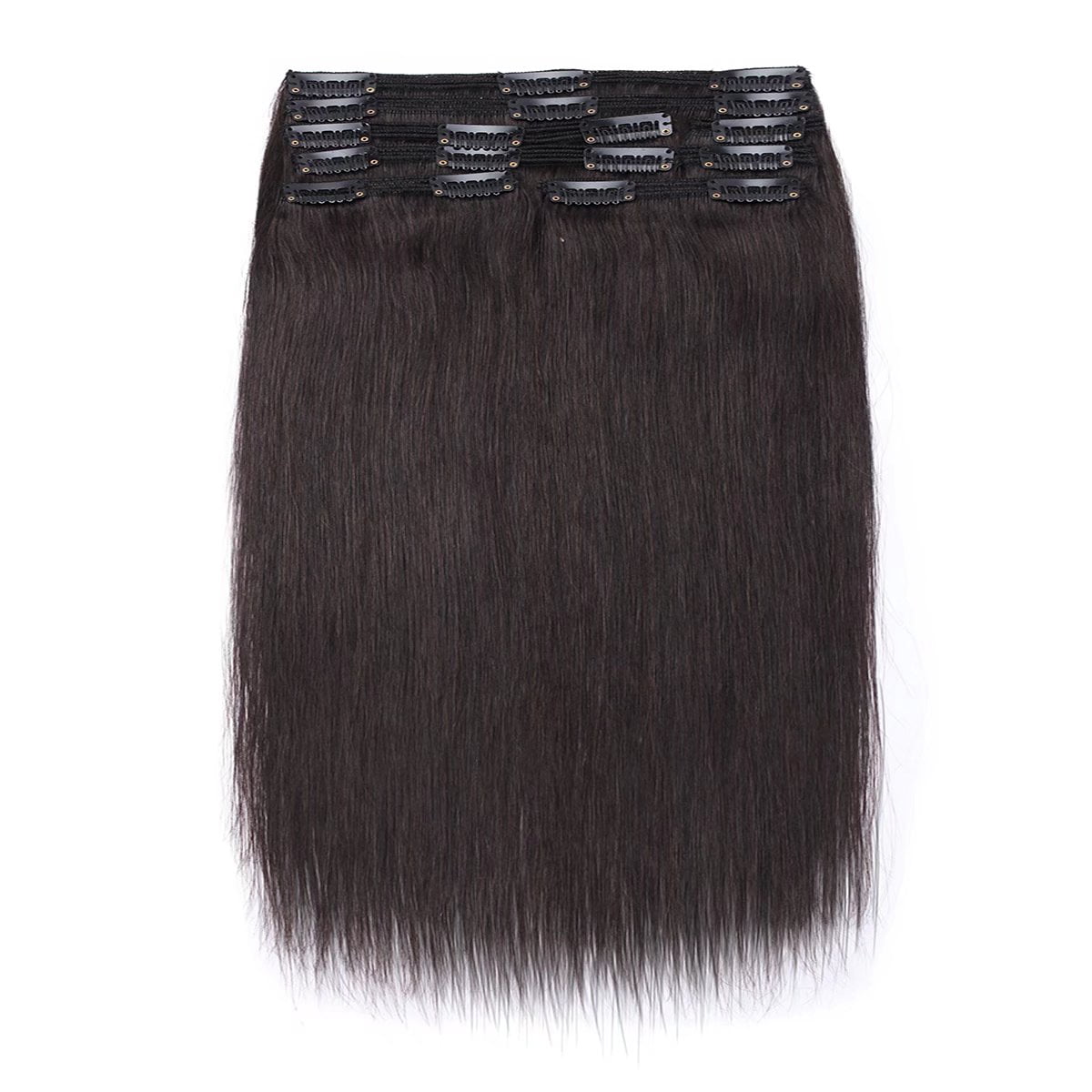 MY-LADY Extra Thick Clip in 100% Remy Human Hair Extension Double Weft Full Head Natural Hairpiece 110-170g #1B Natural Black22inch
