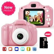 Amerteer Kid Camera for Girls or Boys Age 3-12, 13MP 1080P Toddler Digital Camera with 16G TF Card and 13 Mega Pixel Lens 2.0 inch FHD Screen for Children Birthday Christmas Toy Gifts-Pink