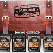Damn, Man Honey BBQ Nut Snack Pack Box - Sweet & Spicy Peanuts & Almonds - 4 Pack 4 oz. Bags - 1 lb