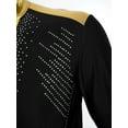thumbnail image 7 of LiiYii Mens Shiny Rhinestones Modern Jazz Latin Dance Costume Long Sleeve Fitness Tango Salsa Chacha Black XXL, 7 of 7