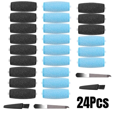 24 Pack Replacement Rollers for Amope Pedi Refills Electronic Perfect Foot File-(12 Extra Coarse& 12Regular Coarse)