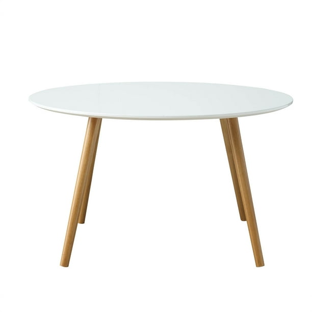 Convenience Concepts Oslo Round Coffee, Round White Coffee Table Wood Legs