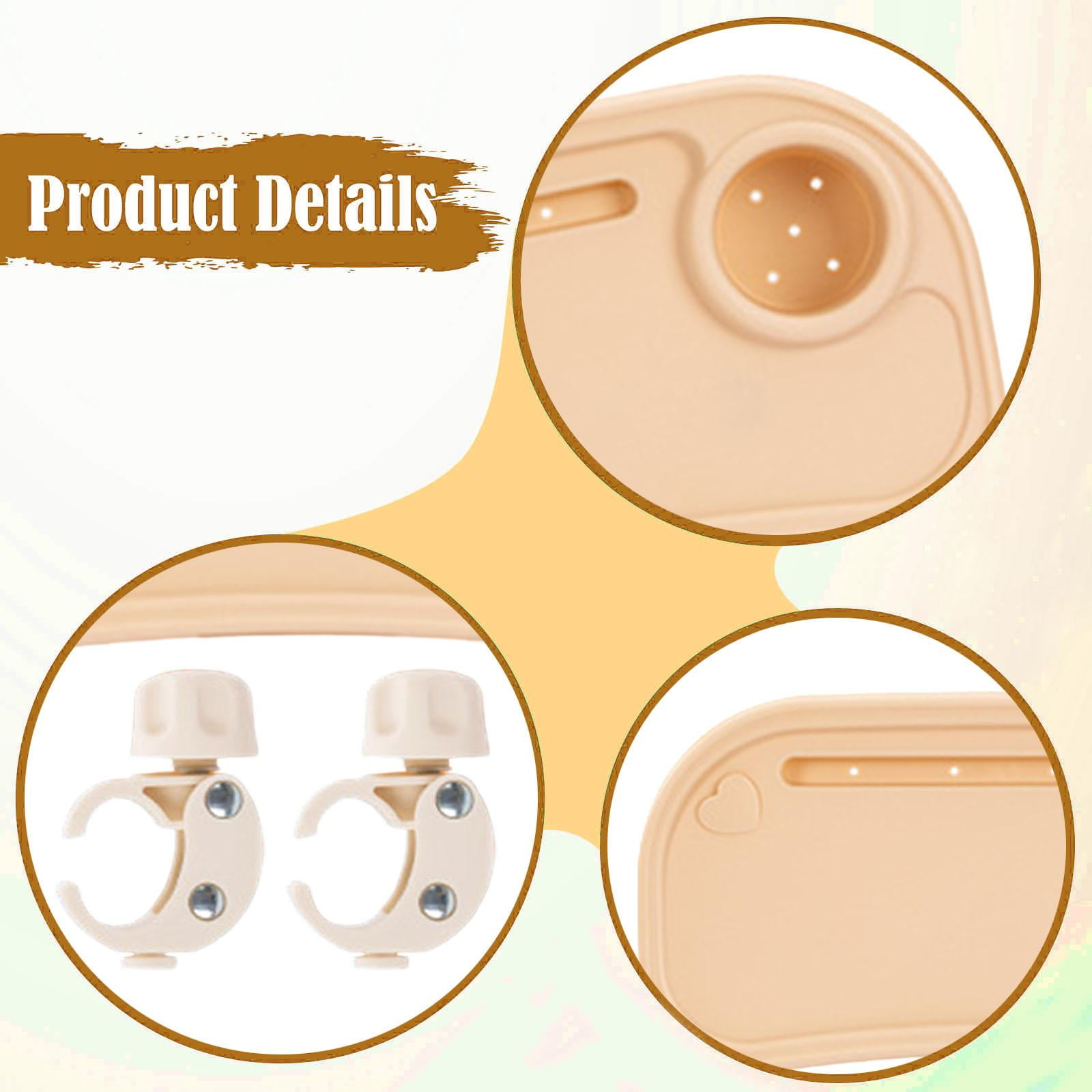 LeeQinersw Universal Stroller Snack Tray Stroller Tray Attachment Easy to Install Non Slip Partition Storage Detachable with Cups Holder Light Orange