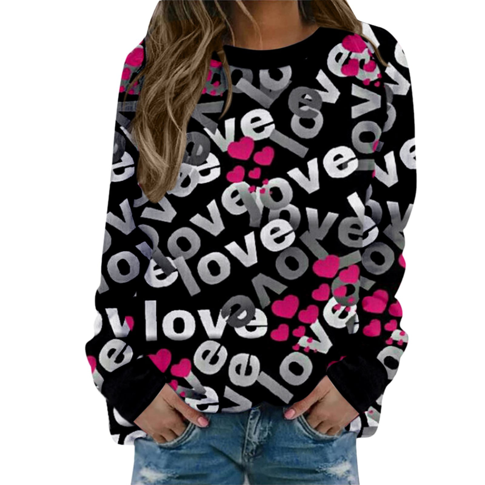 HSMQHJWE Same Day Delivery Items Prime Clothes Turtle Necks For Womens Long  Sleeve Pack Sleeve Print Long Hoodie Sweatshirt Women'S Women'S Blouse  Sheer Blouses Women 