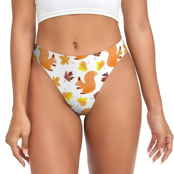 Fotbe Cartoon Squirrel Tanga Sin Costuras para Mujer con Estampado – Panties Invisibles, Transpirables y Cómodos para Uso Diario-Large