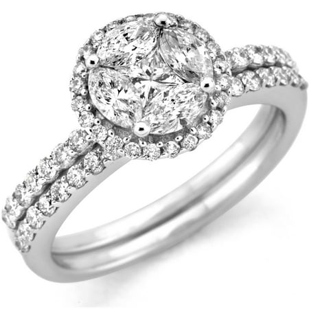 1-1/4 Carat T.W. Diamond 14kt White Gold Bridal Set with HI I1-I2 Diamonds