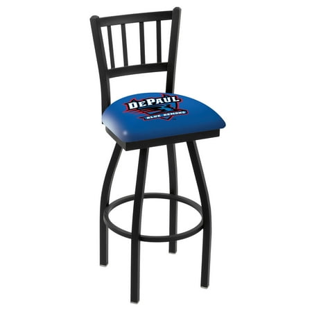 Logo Fabric Bar Stool - DePaul Bar Stool w/ Blue Demons Logo Swivel Seat - 36