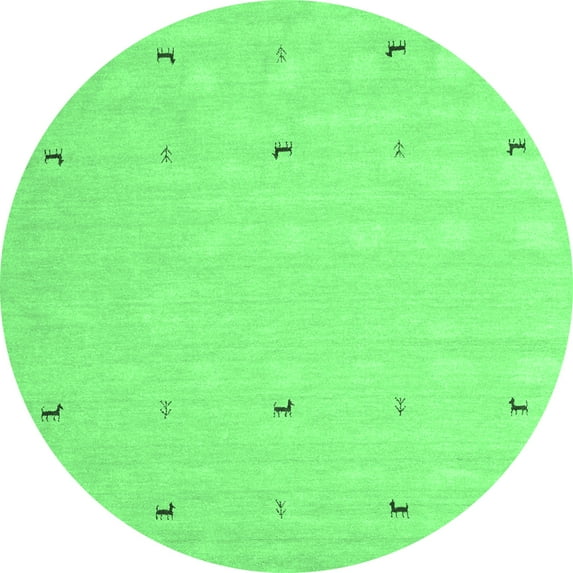 Ahgly Company Indoor Round Solid Emerald Green Modern Area Rugs, 4' Round