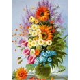 thumbnail image 1 of RV Kit de pintura de diamante 5D (30 x 40 cm), juego completo de pintura de diamante, pintura por número, punto de cruz de diamantes de imitación y flores amarillas para decoración de pared, sala de e, 1 of 5