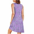 thumbnail image 5 of Fnooota Nightgowns for Women, Pleated Printed Sleeveless Crewneck Womens Sleepshirts Purple Size M, 5 of 7