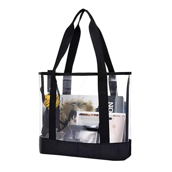 XUET clear tote bag,Purse handle with zipper for work plastic transparent see through women