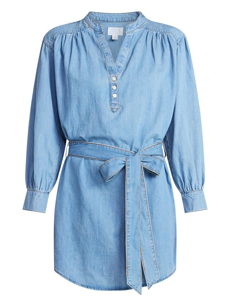 Time and Tru Women's Long Sleeve Denim Shirt Dress, Sizes XS – XXXL