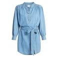 thumbnail image 5 of Time and Tru Women's Belted Denim Mini Shirtdress with Long Sleeves, Sizes XS-XXXL, 5 of 6