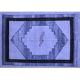 thumbnail image 1 of Ahgly Company Machine Washable Indoor Rectangle Abstract Blue Modern Area Rugs, 2' x 4', 1 of 4