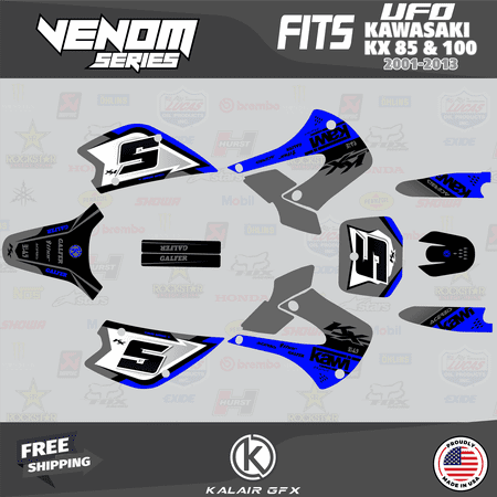Kalair GFX Graphics Kit for Kawasaki KX100 UFO RESTYLE (2001-2013) Venom Series Kalair GFX Graphics Kit for Kawasaki KX100 UFO RESTYLE (2001-2013) Venom Series