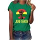 thumbnail image 1 of Tops de Manga Corta para las Mujeres de Ajuste Suelto, Día de la Independencia Negro Impreso, Cuello Redondo Suelto Superior, 1 of 4