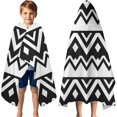 thumbnail image 3 of Black and White Zigzag Pattern Hooded Bath Towel，60"x35" for Ages 3 To 12 Kids, Quick Dry Lightweight Soft Microfiber Hood Beach Towel Cover Up for Kids, 3 of 7